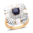 Masoala Sapphire (FF) and Natural Zircon Ring (Size N) in Platinum and Gold Overlay Sterling Silver 1.50 Ct, 