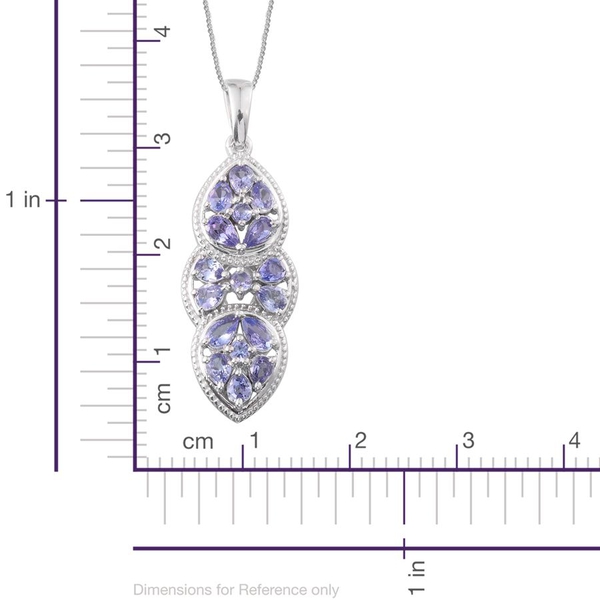 Tanzanite (Pear) Pendant With Chain in Platinum Overlay Sterling Silver 3.000 Ct.