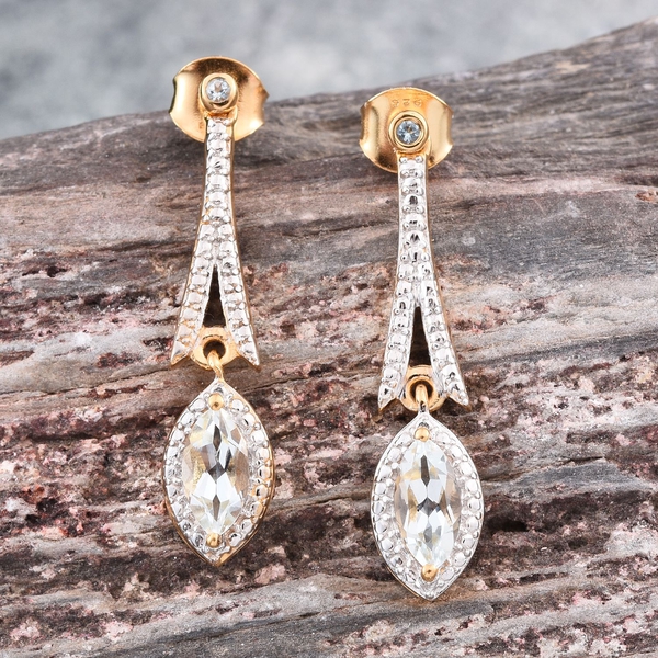 Espirito Santo Aquamarine (Mrq) Earrings (with Push Back) in 14K Gold Overlay Sterling Silver 1.050 Ct.