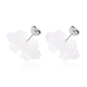 White Jade Floral Earrings (with Push Back) in Sterling Silver