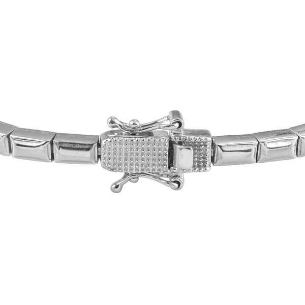Lustro Stella Platinum Overlay Sterling Silver Bracelet (Size 7.5) Made with Finest CZ 10.76 Ct, Silver wt 17.84 Gms