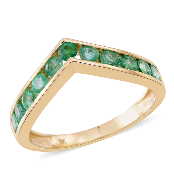 1.50 Carat AAA Zambian Emerald Wishbone Ring in 9K Gold 2.5 Grams