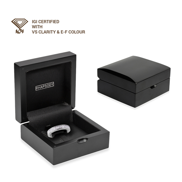Limited Available- RHAPSODY 950 Platinum IGI Certified Diamond (Bgt) (E-F/VS) Half Eternity Band Ring 1.00 Ct.