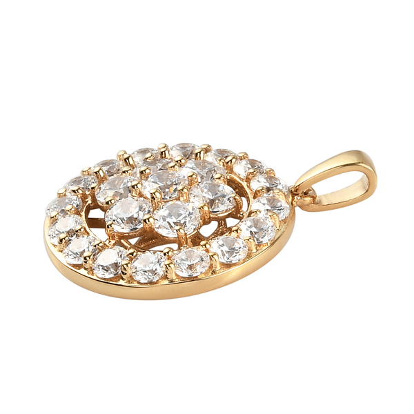 Lustro Stella 14K Gold Overlay Sterling Silver Pendant Made with  Finest CZ 7.09 Ct.