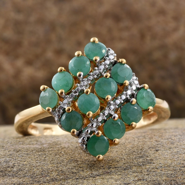 Brazilian Emerald (Rnd) Ring in 14K Gold Overlay Sterling Silver 1.250 Ct.