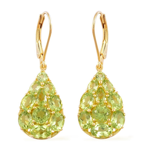 AA Hebei Peridot (Rnd) Lever Back Earrings in Yellow Gold Overlay Sterling Silver 6.500 Ct.