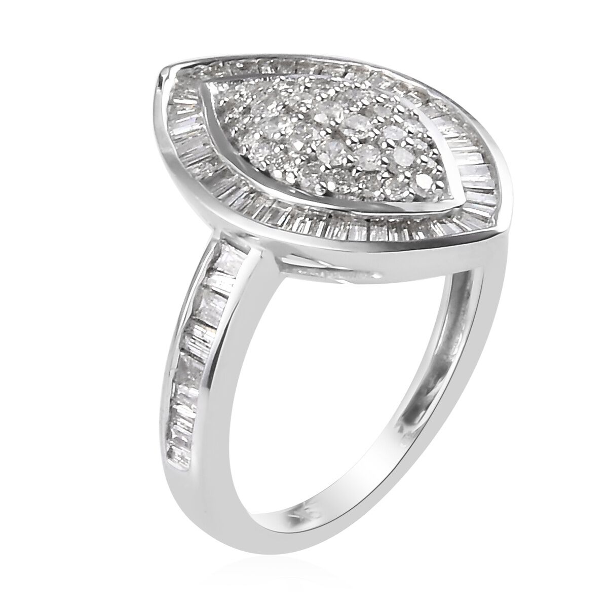9K White Gold SGL Certified Diamond ( I3-G-H) Marquise Ring 1.00 Ct.