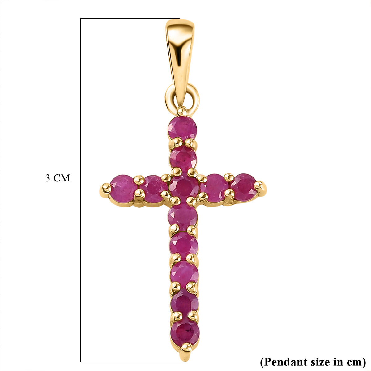 Cross Moroccan Ruby Pendant in Gold 