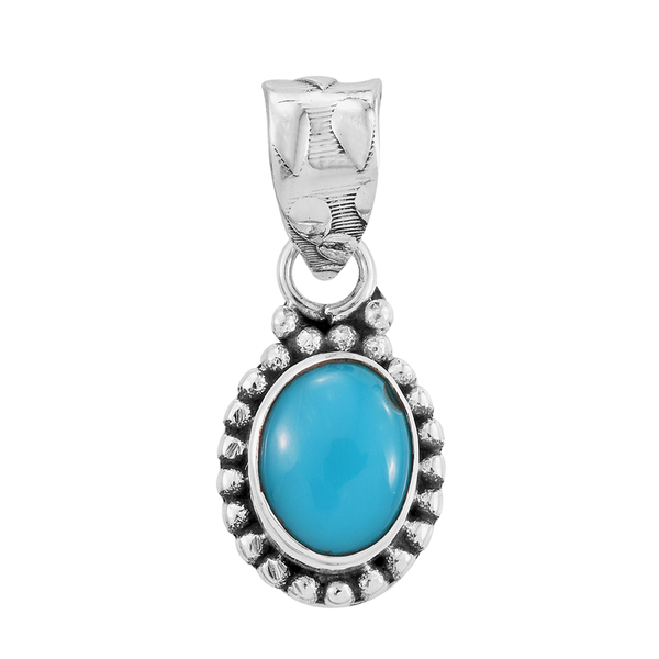Arizona Sleeping Beauty Turquoise (Ovl) Solitaire Ring, Pendant and Hook Earrings in Sterling Silver 5.00 Ct.