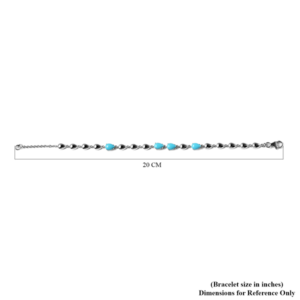 LucyQ Tear Drop Collection - Arizona Sleeping Beauty Turquoise Drop Bracelet (Size - 7.5) in Rhodium Overlay Sterling Silver