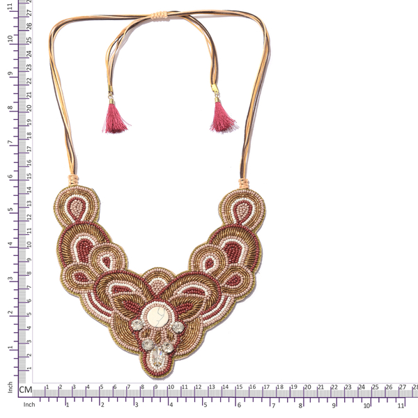 Statement Collection- Golden and Multi Colour Beads Adjustable Necklace (Size 16 to 24)