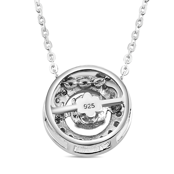 Moissanite Pendant with Chain (Size-20) in Platinum Overlay Sterling Silver