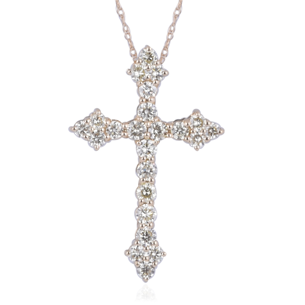 NY Close Out Deal- 14K Yellow Gold Natural Yellow Diamond (SI1) Cross Pendant with Chain (Size 18) 1