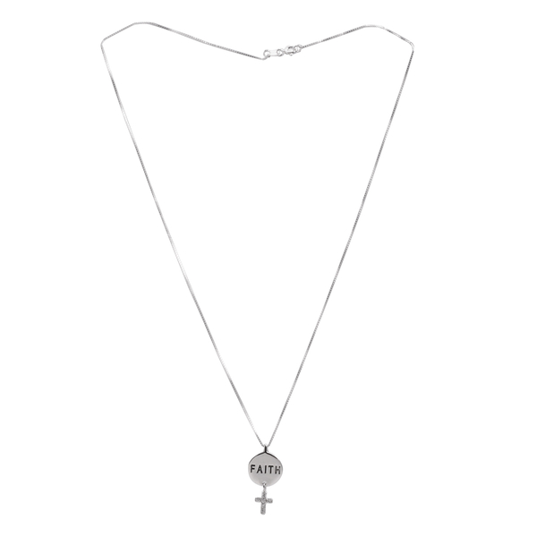 Close Out Deal Sterling Silver Faith Cross Pendant with Chain, Silver wt 3.08 Gms.