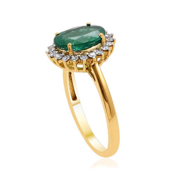 ILIANA 18K Y Gold Zambian Emerald (Ovl 1.90 Ct), Diamond Ring 2.150 Ct.