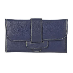 100% Genuine Leather RFID Protected Wallet - Navy Blue