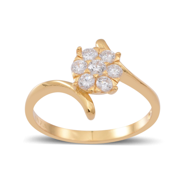 ELANZA AAA Simulated White Diamond (Rnd) 7 Stone Ring in 14K Gold Overlay Sterling Silver