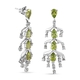 Natural Hebei Peridot and Natural Cambodian Zircon Dangle Earrings (with Push Back) in Platinum Overlay Sterling Silver 4.21 Ct, Silver wt. 6.11 Gms