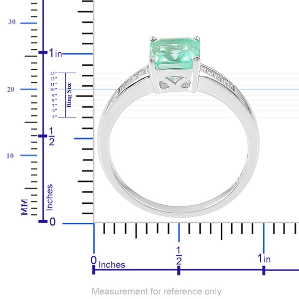 ILIANA 18K White Gold AAAA Boyaca Colombian Emerald (Oct 1.45 Ct), Diamond (SI-G-H) Ring 1.600 Ct.