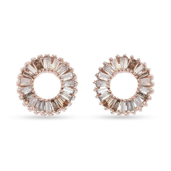 9K Rose Gold SGL Certified Natural Champagne Diamond (I3) Stud Earrings (with Push Back) 0.50 Ct.