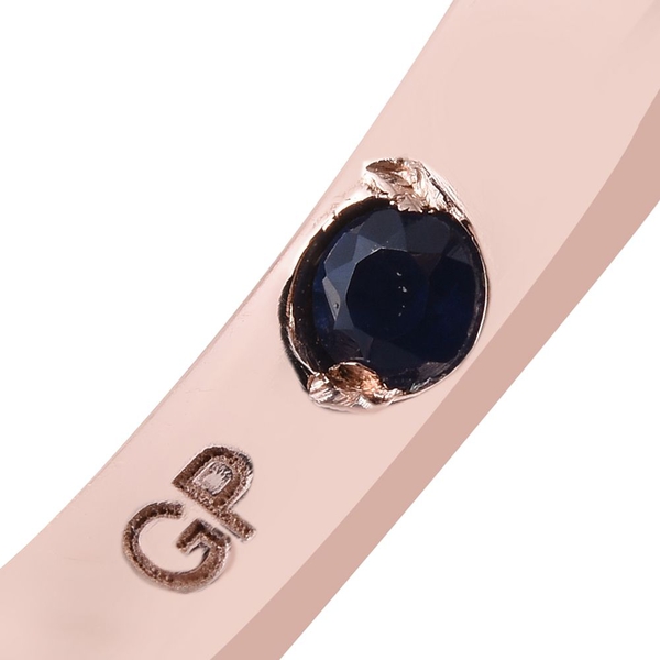 GP Rose De France Amethyst (Rnd 5.75 Ct), Rhodolite Garnet, White Topaz and Kanchanaburi Blue Sapphire Ring in Rose Gold Overlay Sterling Silver 8.750 Ct.
