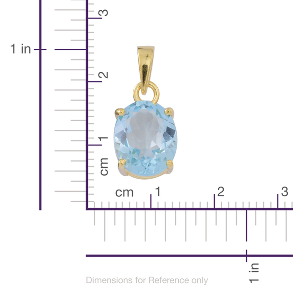 AAA Sky Blue Topaz (Ovl) Solitaire Pendant in Yellow Gold Overlay Sterling Silver 4.500 Ct.