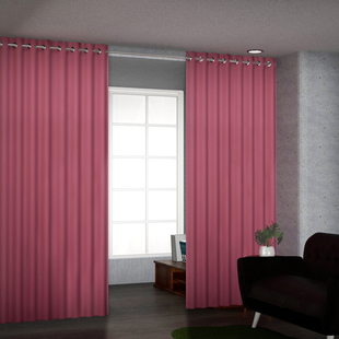 Set of 2 Blackout Curtain with 8 Metal Rings - Pink