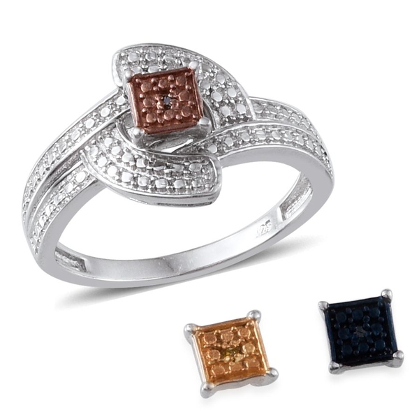 Blue Diamond (Rnd), Natural Champagne Diamond and Yellow Diamond Interchangeable Ring in Platinum Ov