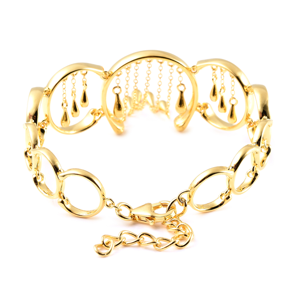 LucyQ Drip Collection - Yellow Gold Overlay Sterling Silver Bracelet (Size 7.5 with Extender)