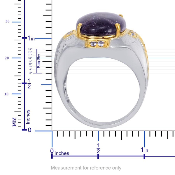 Designer Collection Utah Tiffany Stone (Ovl 10.85 Ct), Tanzanite Ring in 14K YG and Platinum Overlay Sterling Silver 11.250 Ct.
