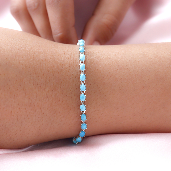 Arizona Sleeping Beauty Turquoise Bracelet (Size - 7.5  With 2 Inch Extender) in Platinum Overlay Sterling Silver.Total Wt 4.00 Cts