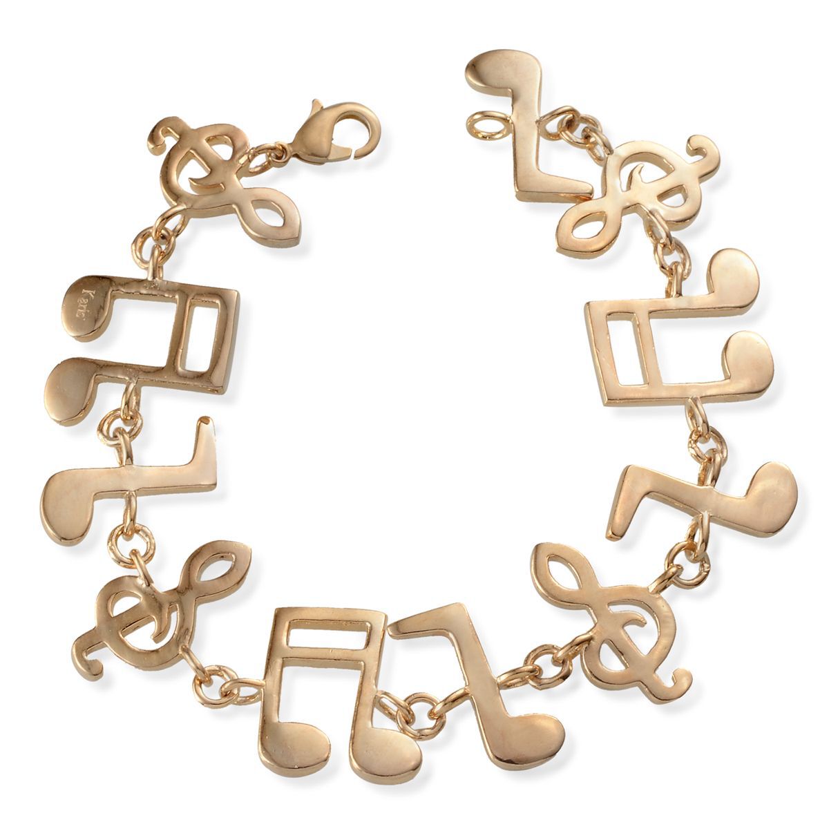 Music Notes Bracelet in ION Plated 18K Yellow Gold Bond (Size 7.5)