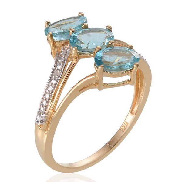 Paraiba Apatite (Ovl 2.50 Ct), Diamond Ring in 14K Gold Overlay Sterling Silver 2.510 Ct.