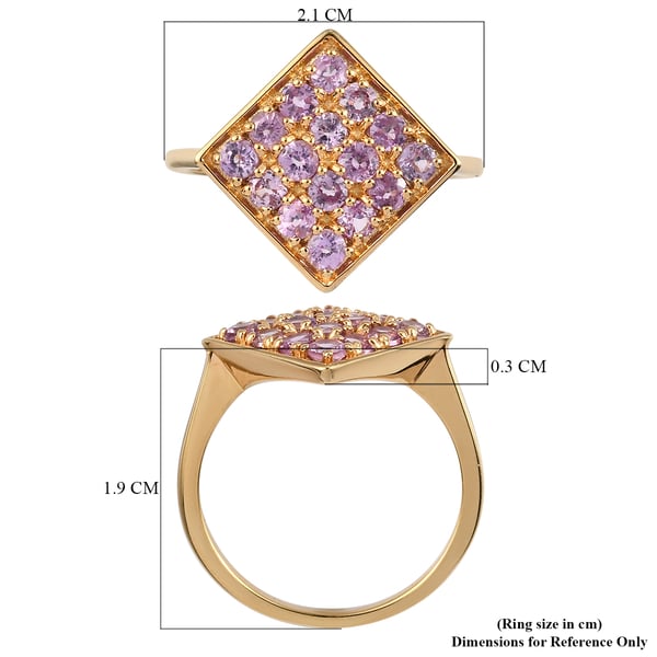 Purple Sapphire Cluster Ring in Yellow Gold Overlay Sterling Silver 1.47 Ct.