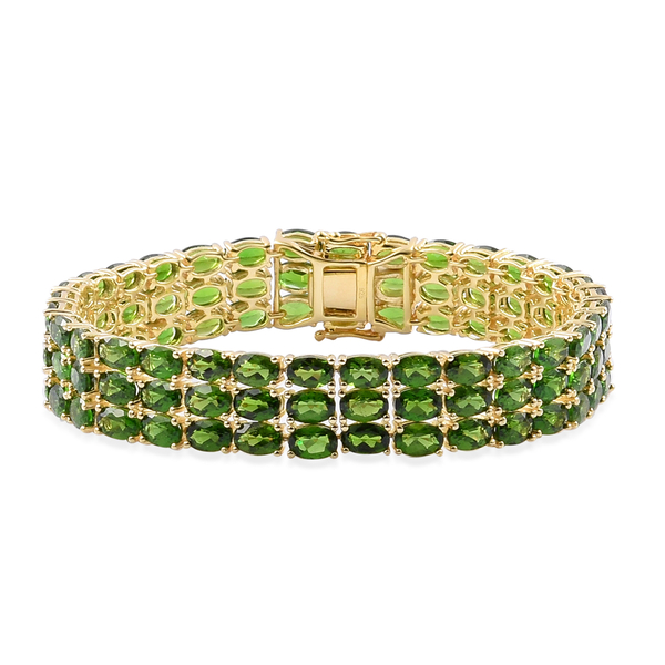 Chrome Diopside (Ovl) Bracelet in Yellow Gold Overlay Sterling Silver (Size 7.5) 46.750 Ct.