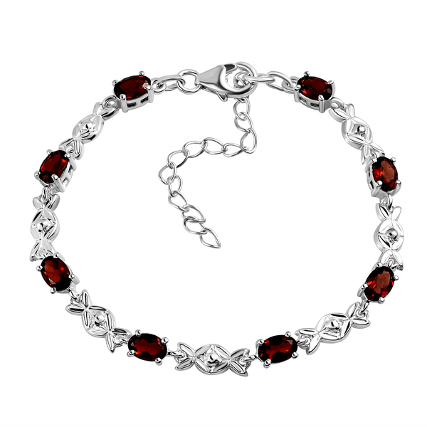 One Time Deal-Mozambique Garnet Bracelet (Size 6.5 With 2 inch Extender) in Sterling Silver 4.56 Ct,