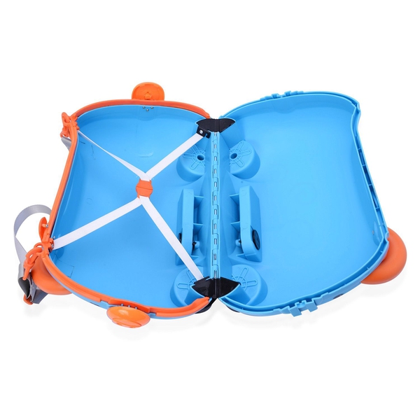 Blue Colour Pig Shape Suitcase with Adjustable and Removable Shoulder Strap (Size 40x24x14 Cm)