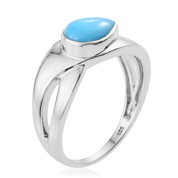 Arizona Sleeping Beauty Turquoise (Pear) Solitaire Ring in Platinum Overlay Sterling Silver 1.250 Ct.