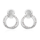 White Austrian Crystal and Simulated Diamond Earrings (with Push Back) in Silver Tone