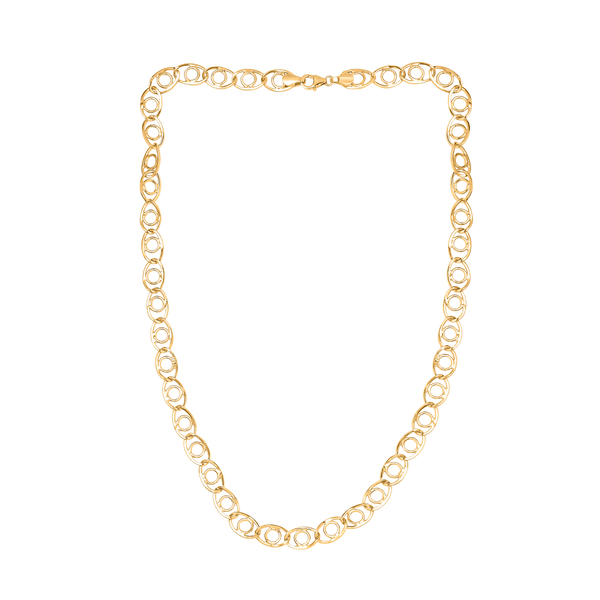 14K Gold Overlay Sterling Silver Link Necklace (Size - 20) with Lobster Clasp, Silver Wt. 21.00 Gms