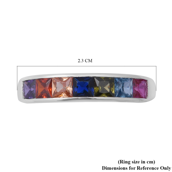 Multi Colour Rainbow Cubic Zirconia Ring in Sterling Silver