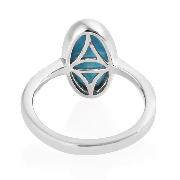 Arizona Sleeping Beauty Turquoise (Ovl) Solitaire Ring in Platinum Overlay Sterling Silver 2.500 Ct