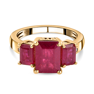 African Ruby (FF) and Diamond Ring in 14K Gold Overlay Sterling Silver 5.59 Ct.