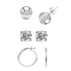 Biggest Close Out - Set of 3 Simulated Diamond Earrings (With Push Back / Clasp) in Sterling Silver
