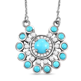 Arizona Sleeping Beauty Turquoise and Natural Cambodian Zircon Necklace (Size 18 with 2 inch Extende