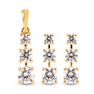 2 Piece Set - Lustro Stella 14K Yellow Gold Overlay Sterling Silver Pendant and Earrings (with Push 