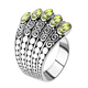 Sajen Silver CULTURAL FLAIR Collection - Hebei Peridot Enamelled Ring in Rhodium Overlay Sterling Silver 2.25 ct, Silver wt 8.60 Gms
