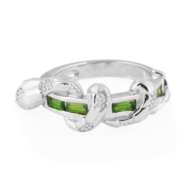 Chrome Diopside (Bgt), Serpentine Ring in Rhodium Overlay Sterling Silver  3.200 Ct, Silver wt 6.11 Gms.