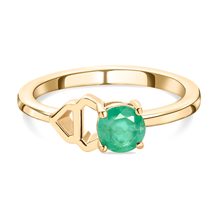 AA Kagem Zambian Emerald Ring in 14K Gold Overlay Sterling Silver.