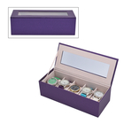 5 Slot Watch Box with Transparent Window (Size 25x10x7Cm) - Purple Colour